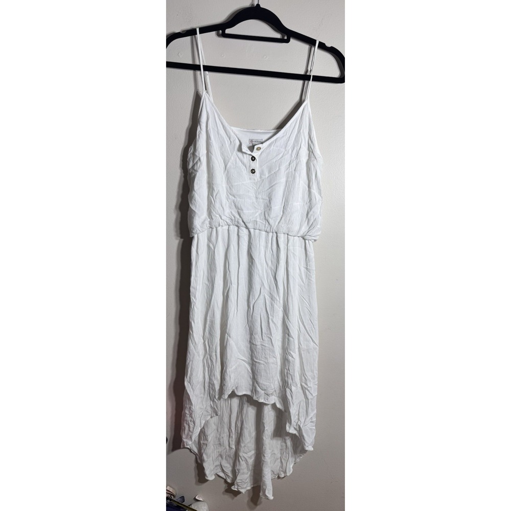 Women's Guess size M white W Gold Button High-Low Flowy dress bridal wedding